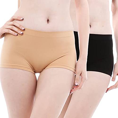 Women's Spandex Seamless No Panty Lines Boyshort Panty,Free Size (Pack of 3)